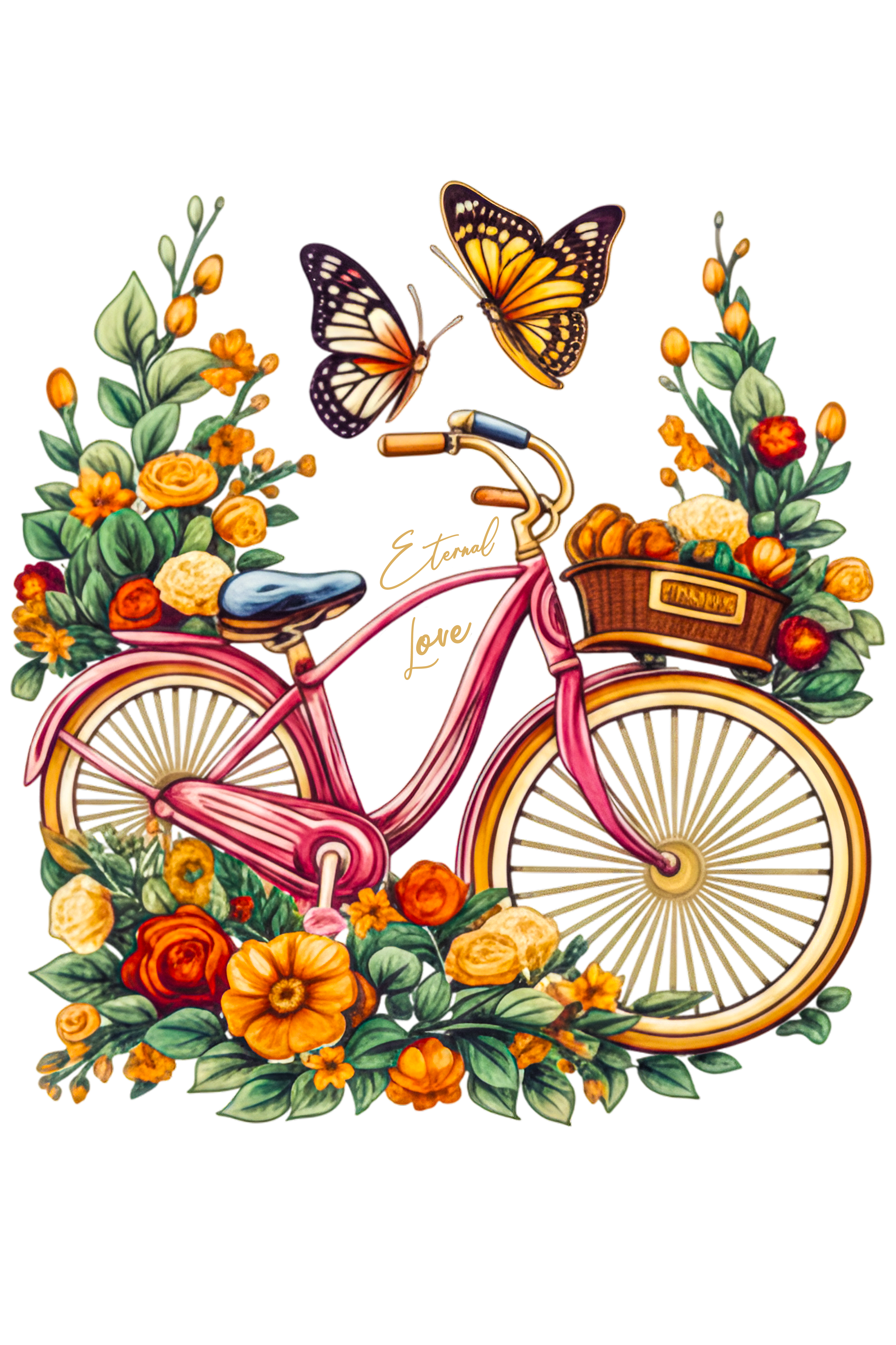 Oversized Bicycle & Floral Print T-Shirt – Unisex Casual Wear
