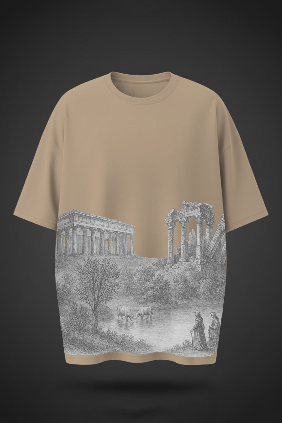 Minimal Greek Temple Art Print Tee