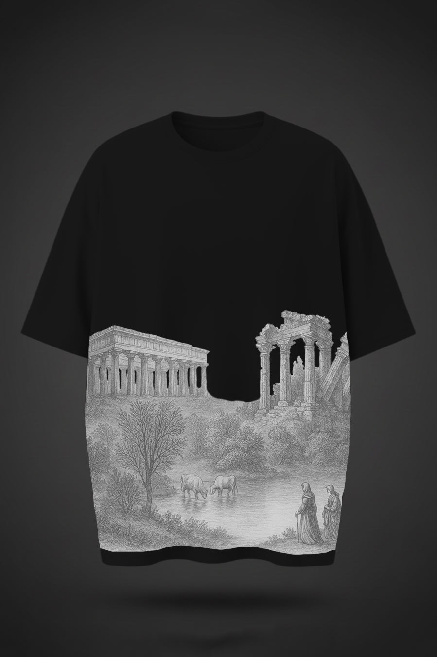 Minimal Greek Temple Art Print Tee