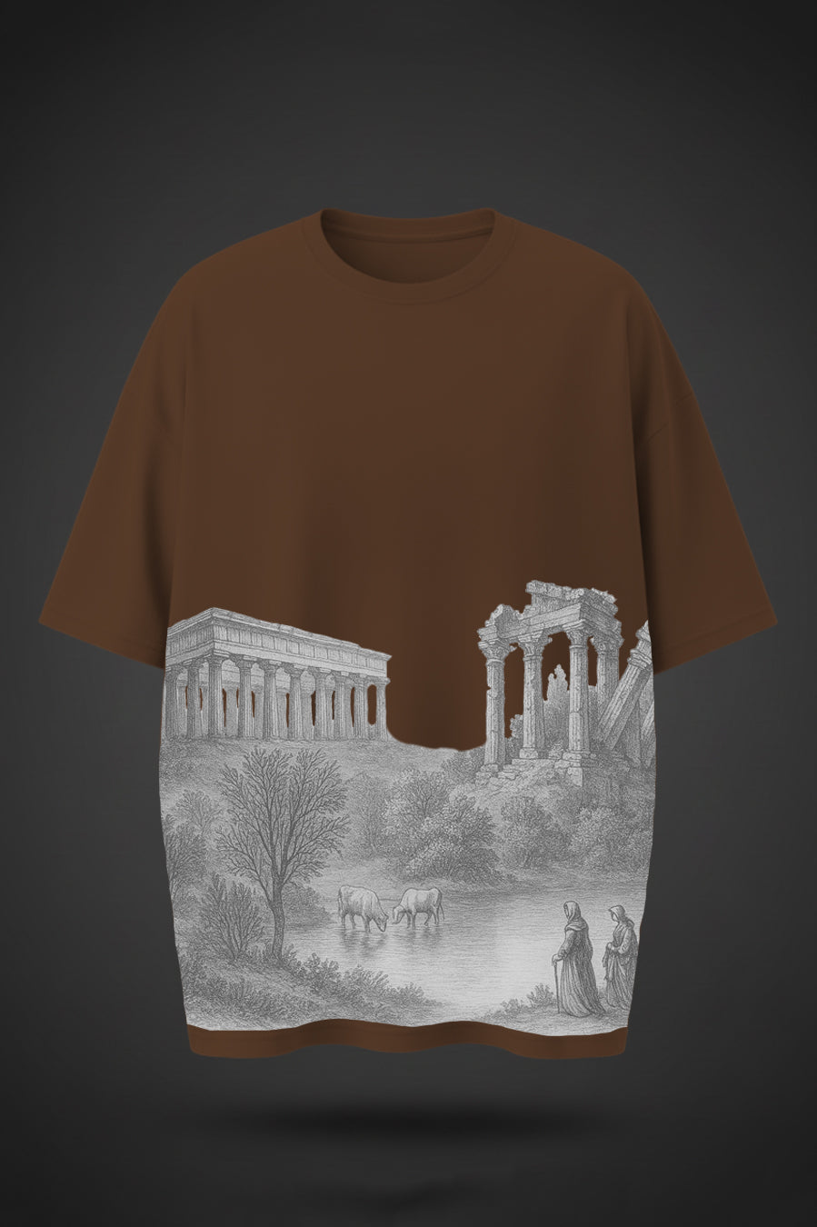 Minimal Greek Temple Art Print Tee
