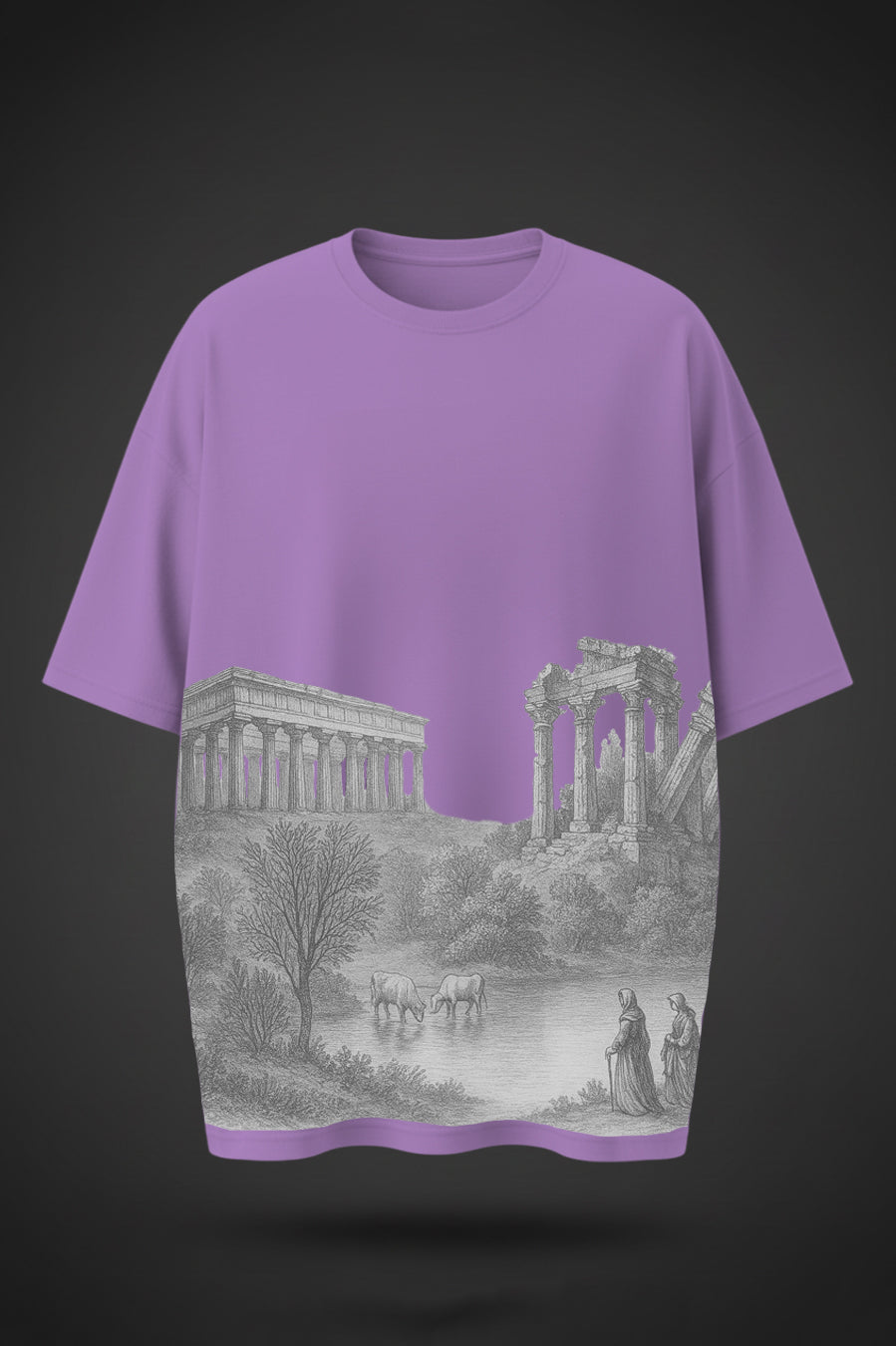 Minimal Greek Temple Art Print Tee