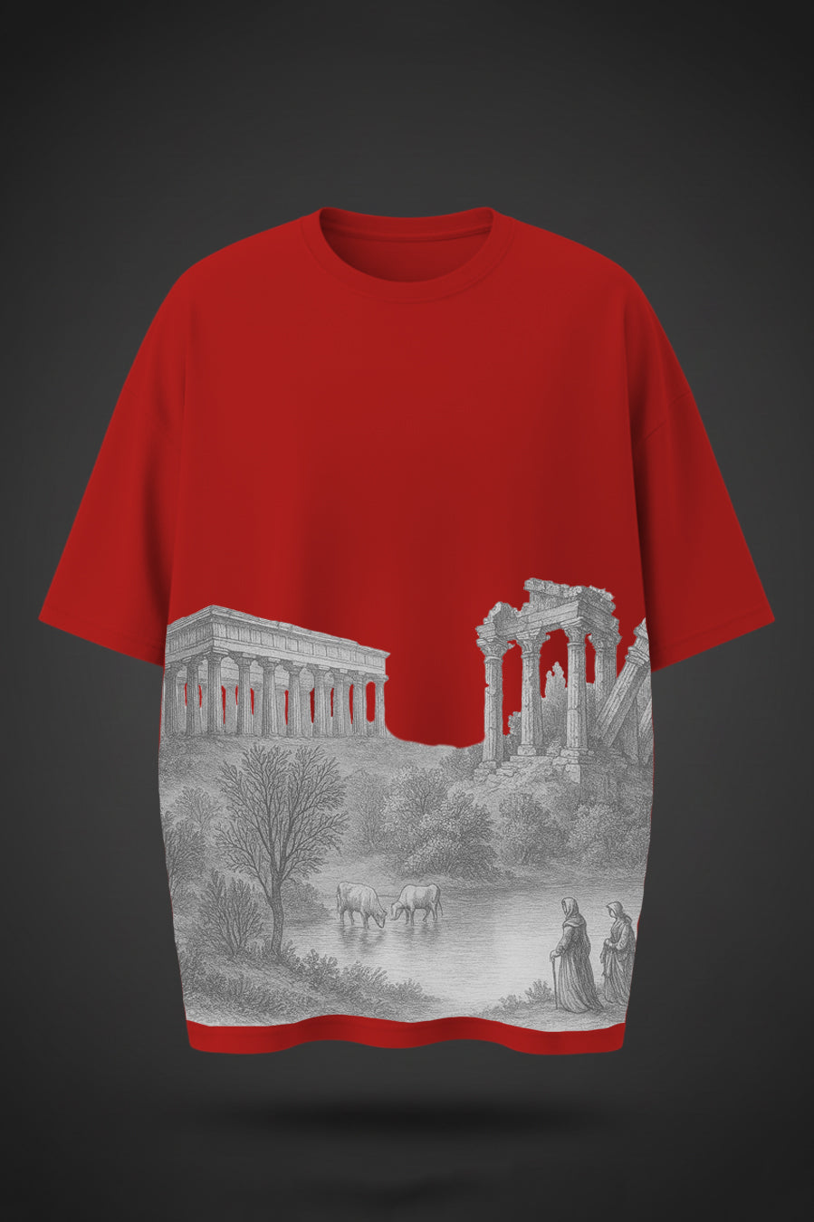 Minimal Greek Temple Art Print Tee