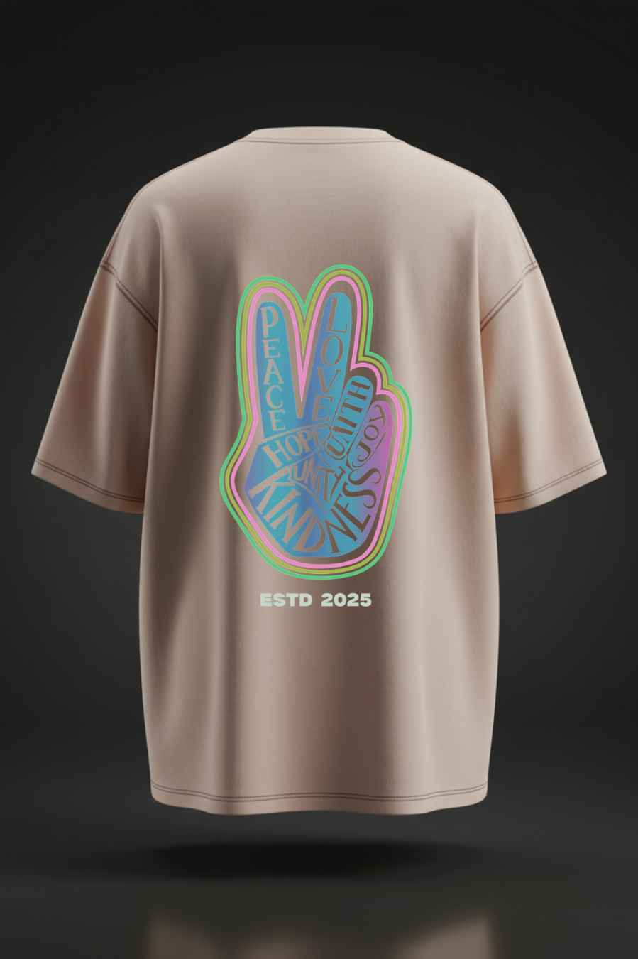 Peace & Kindness Oversized T-Shirt – Retro Pastel Edition