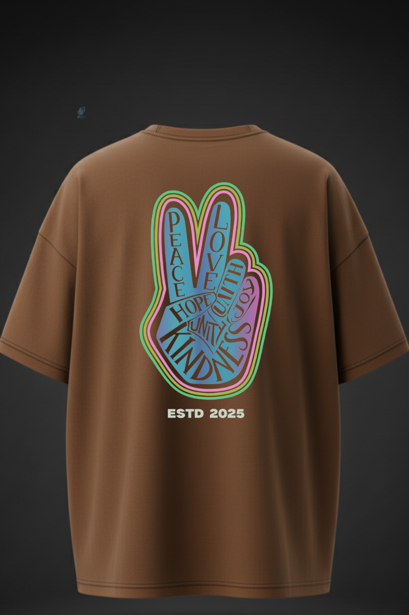 Peace & Kindness Oversized T-Shirt – Retro Pastel Edition
