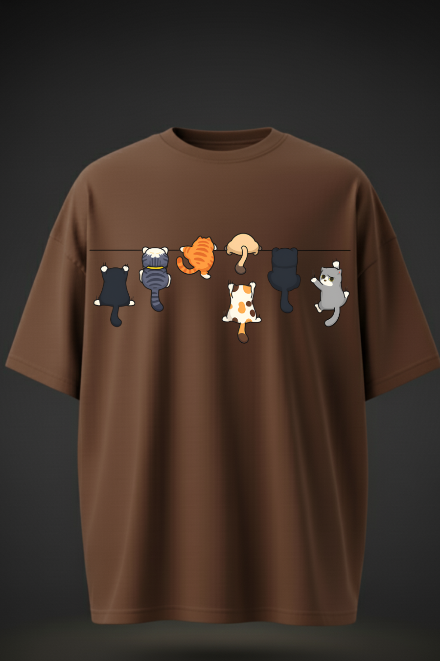 Oversized Cartoon Cat Print T-Shirt – Unisex Streetwear