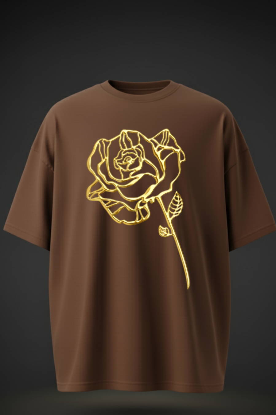 T-Shirt with Golden Rose Print – Minimal & Elegant Streetwear