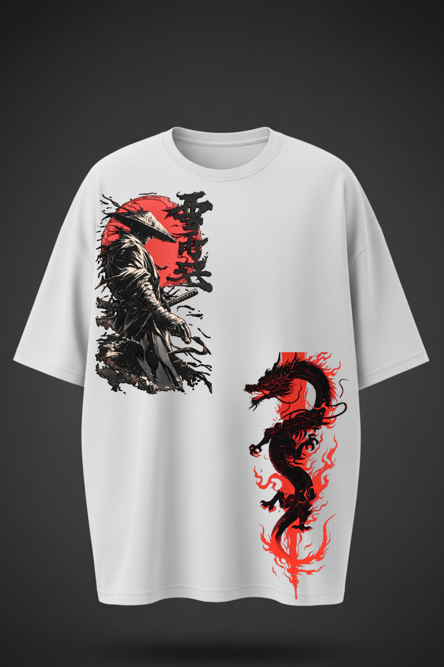 Dragon & Samurai Oversized T-Shirt – Streetwear Edition
