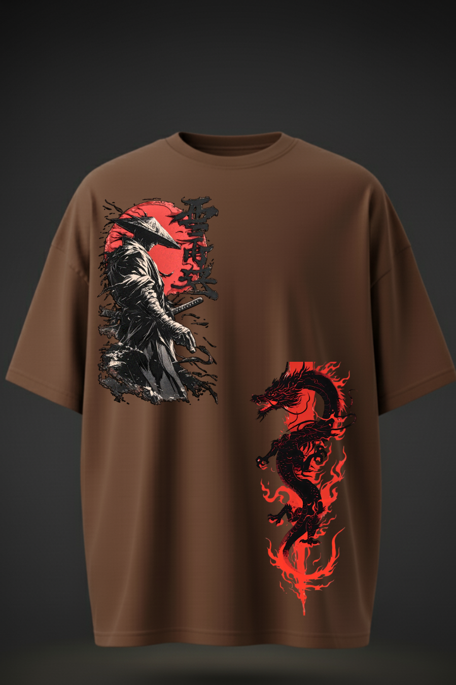 Dragon & Samurai Oversized T-Shirt – Streetwear Edition