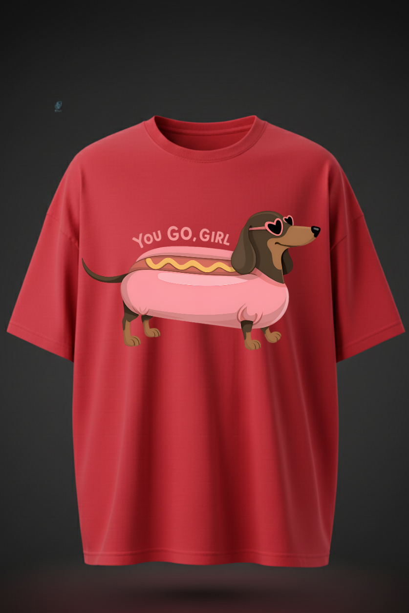 Oversized Hotdog Print T-Shirt – Unisex Casual Wear
