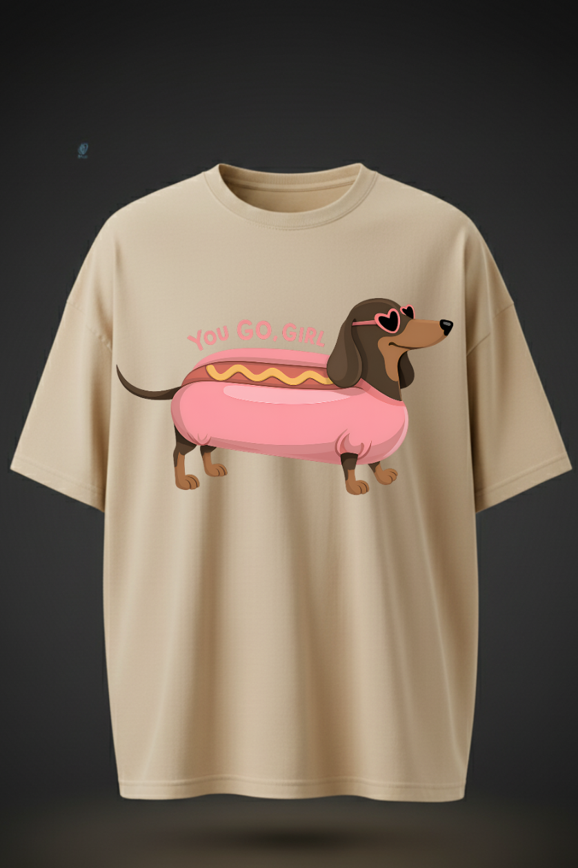 Oversized Hotdog Print T-Shirt – Unisex Casual Wear