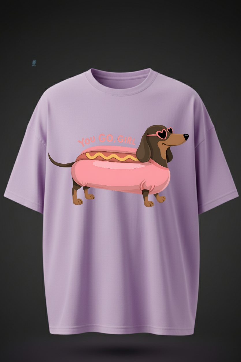 Oversized Hotdog Print T-Shirt – Unisex Casual Wear