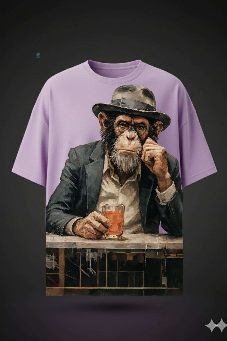 Oversized Chilling Monkey Print T-Shirt – Unisex Casual Wear
