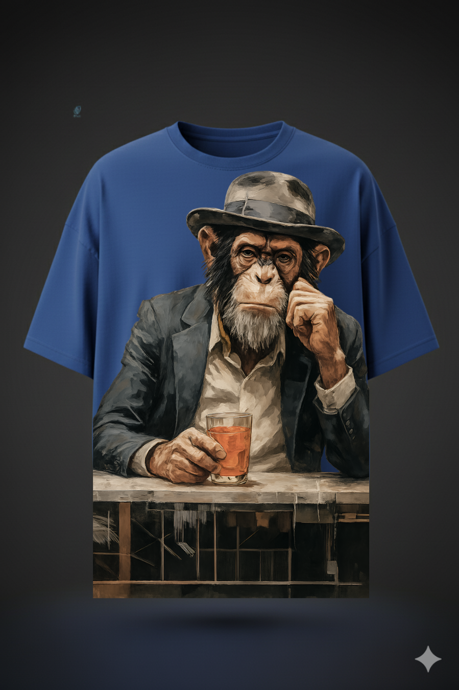 Oversized Chilling Monkey Print T-Shirt – Unisex Casual Wear