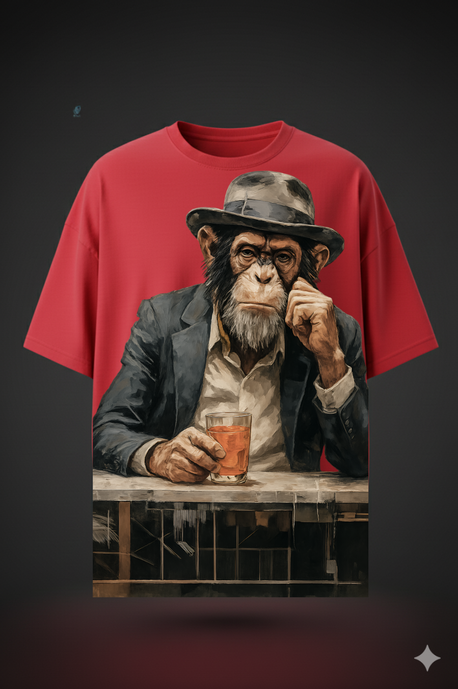 Oversized Chilling Monkey Print T-Shirt – Unisex Casual Wear