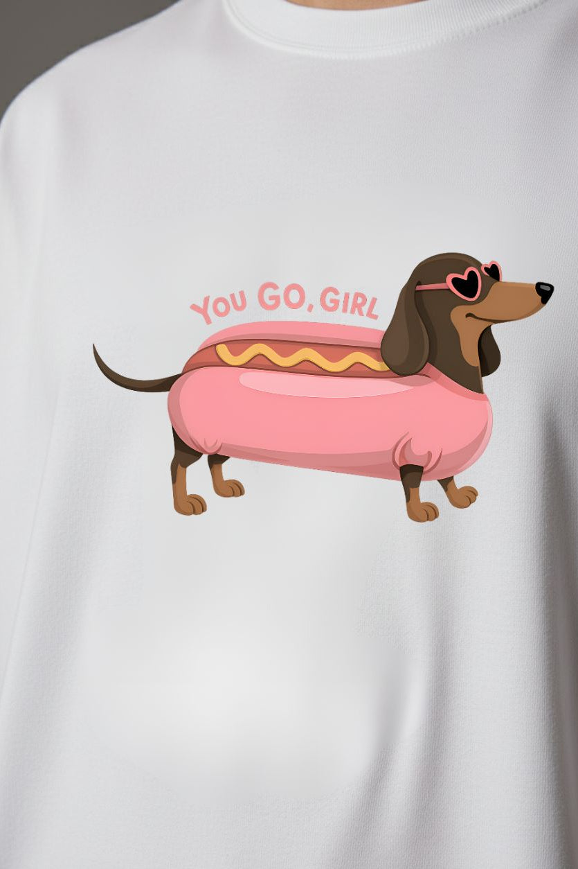 Oversized Hotdog Print T-Shirt – Unisex Casual Wear