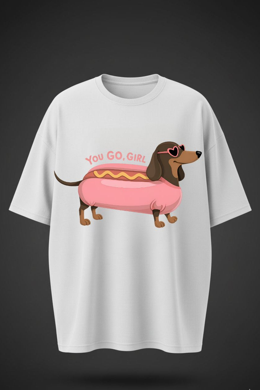 Oversized Hotdog Print T-Shirt – Unisex Casual Wear
