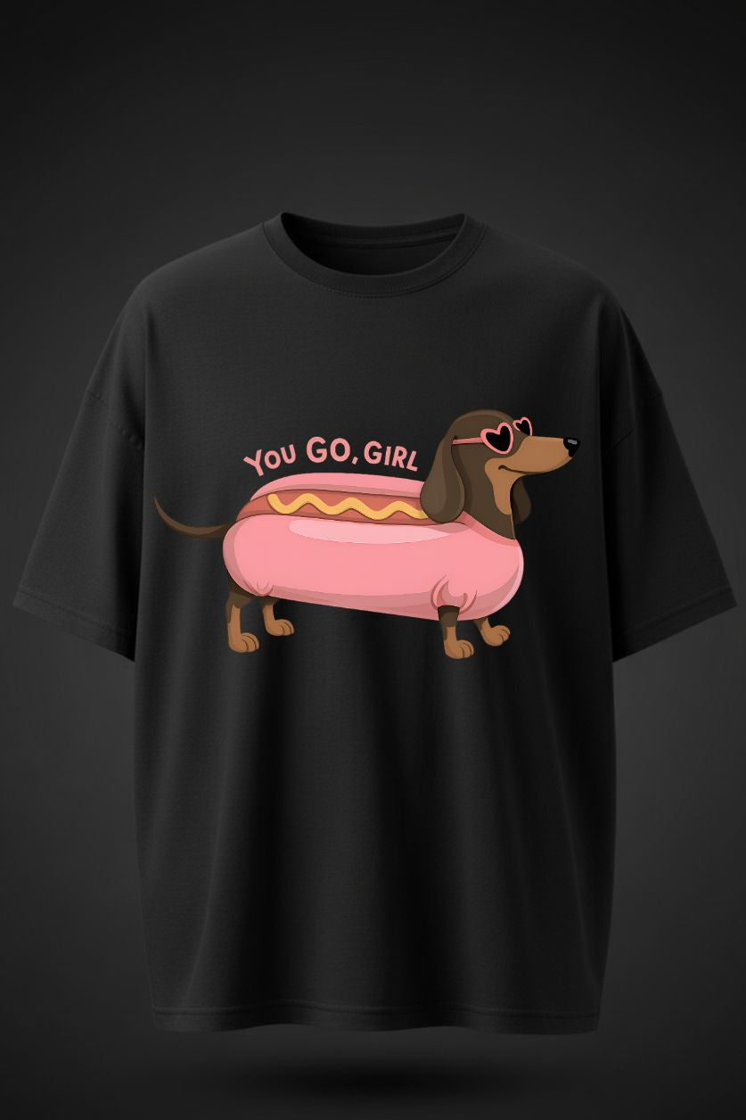 Oversized Hotdog Print T-Shirt – Unisex Casual Wear