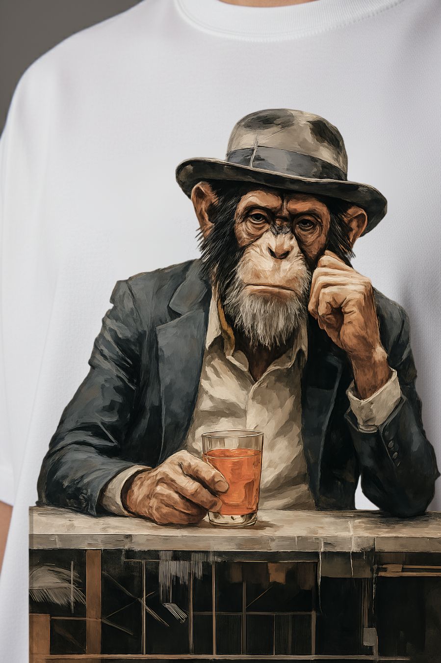 Oversized Chilling Monkey Print T-Shirt – Unisex Casual Wear