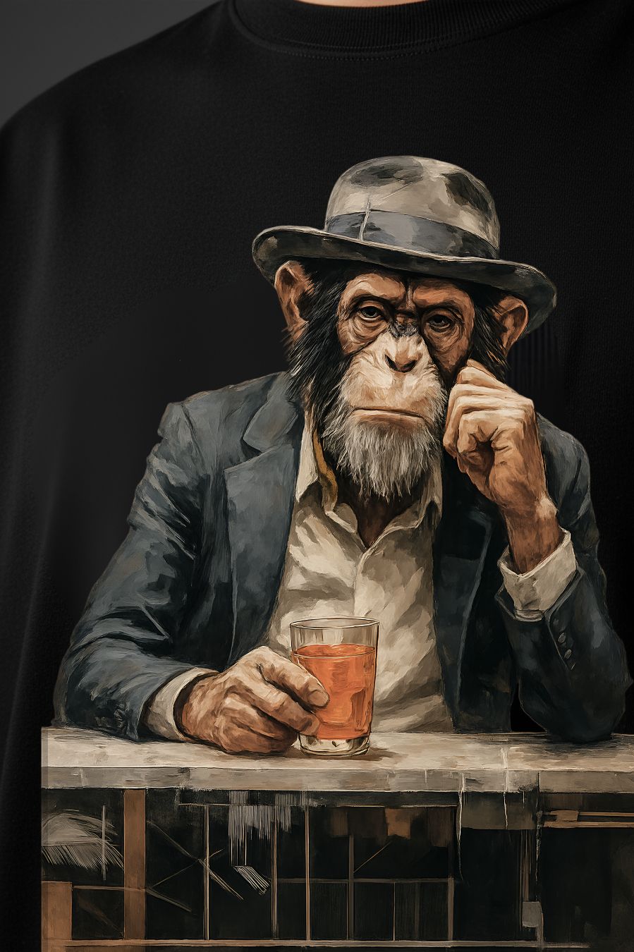 Oversized Chilling Monkey Print T-Shirt – Unisex Casual Wear