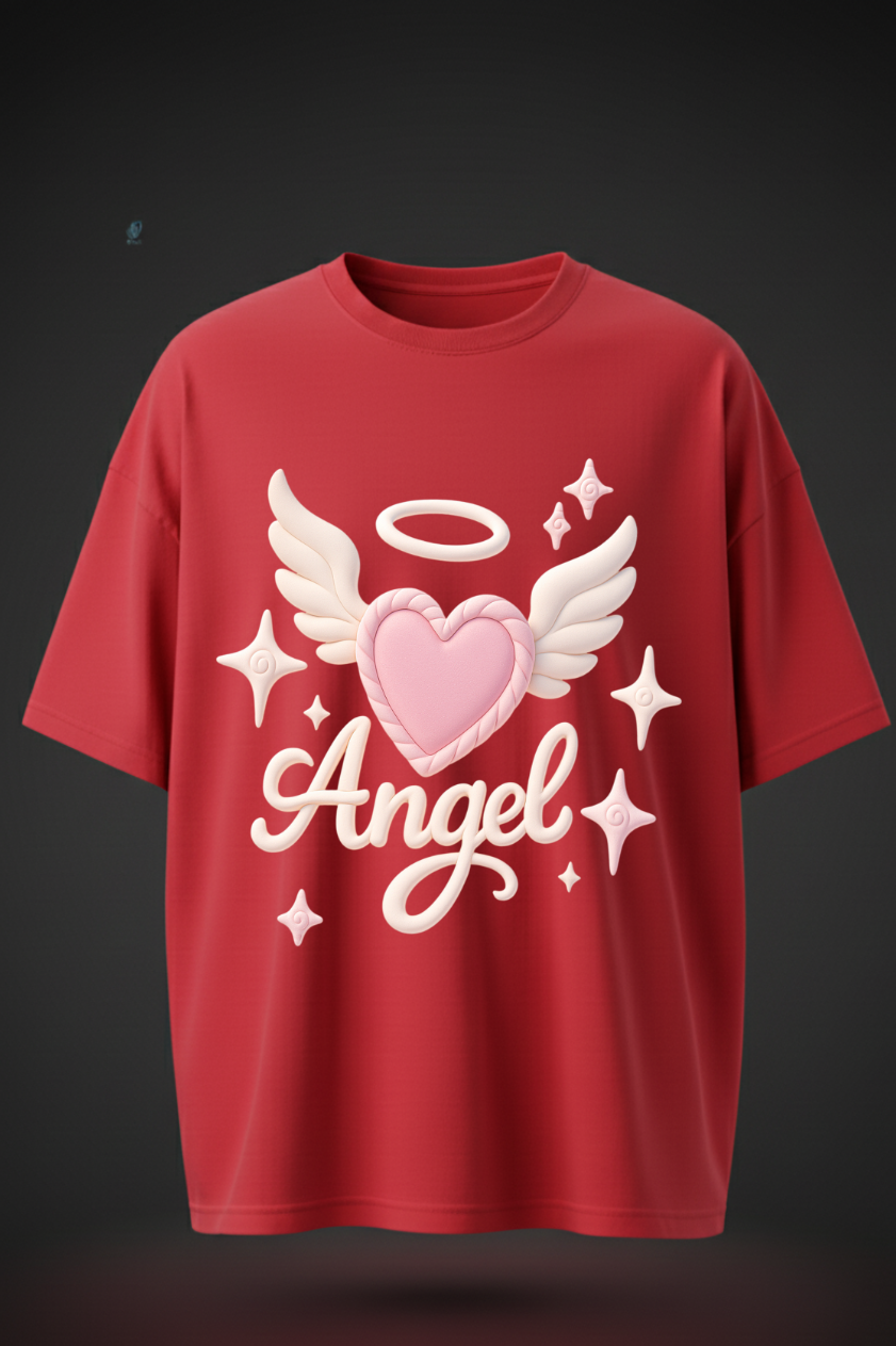 Oversized Angel Print T-Shirt – Unisex Casual Streetwear