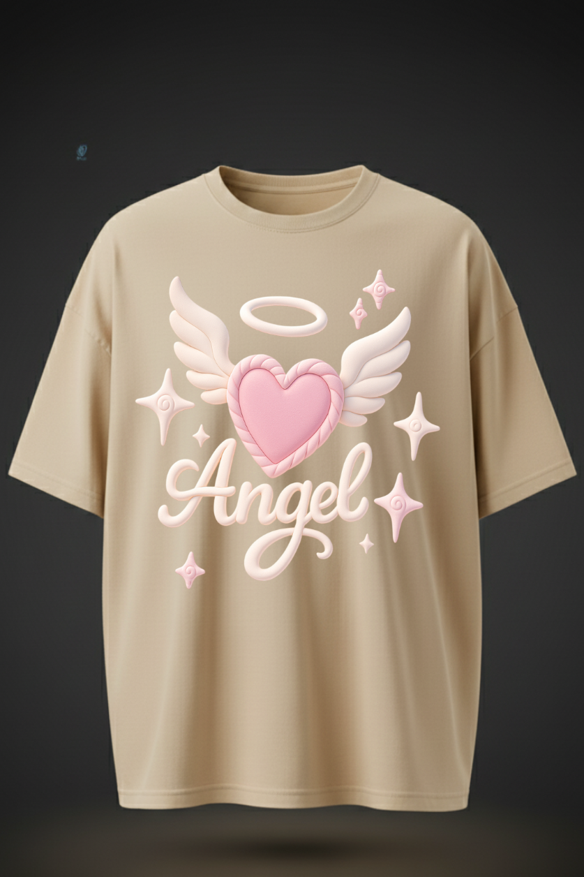 Oversized Angel Print T-Shirt – Unisex Casual Streetwear