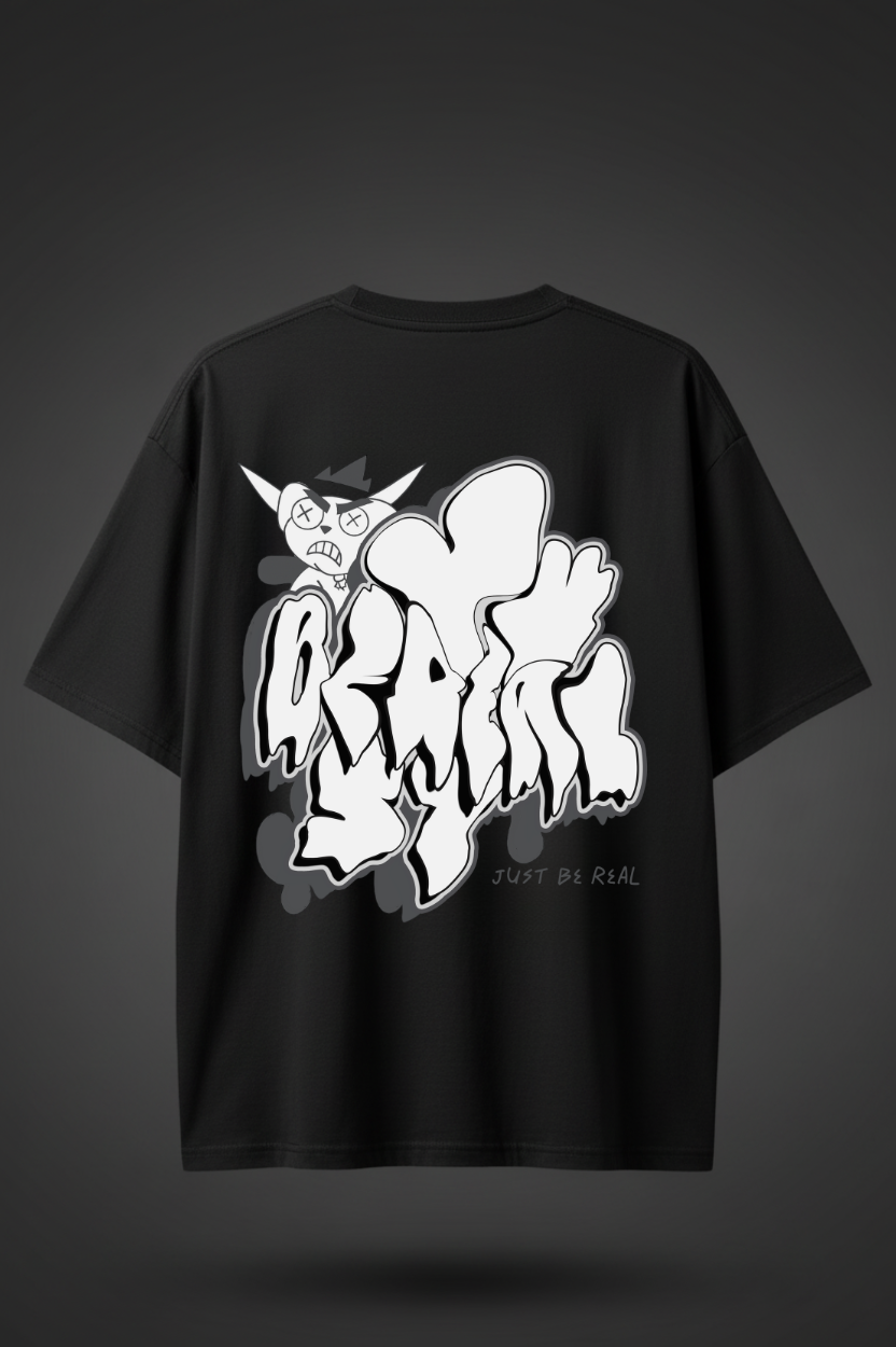 Just Be Real” Oversized Graffiti T-Shirt – Streetwear Edition