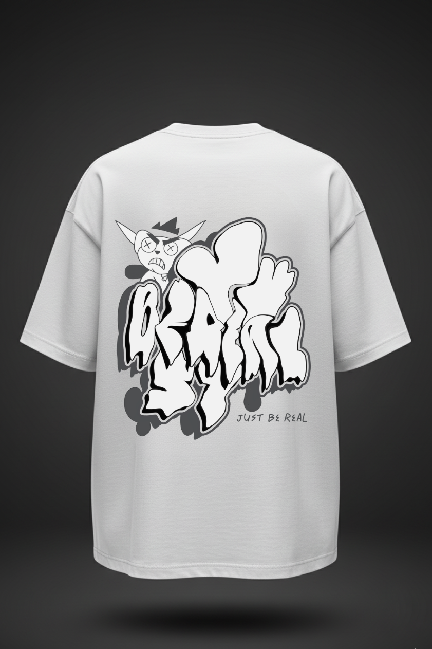 Just Be Real” Oversized Graffiti T-Shirt – Streetwear Edition