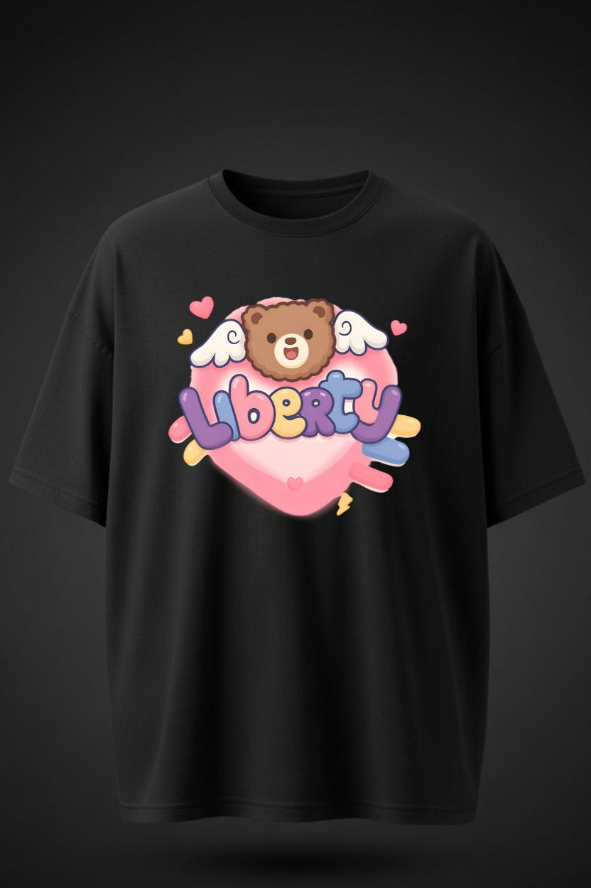 Oversized Teddy Bear Liberty Print T-Shirt – Unisex Casual Wear