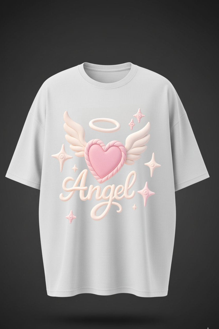 Oversized Angel Print T-Shirt – Unisex Casual Streetwear