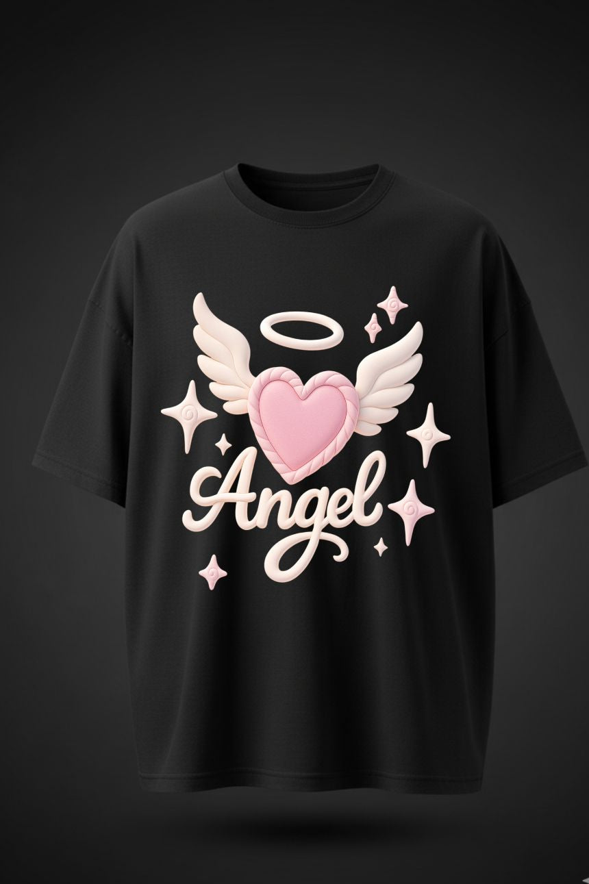 Oversized Angel Print T-Shirt – Unisex Casual Streetwear