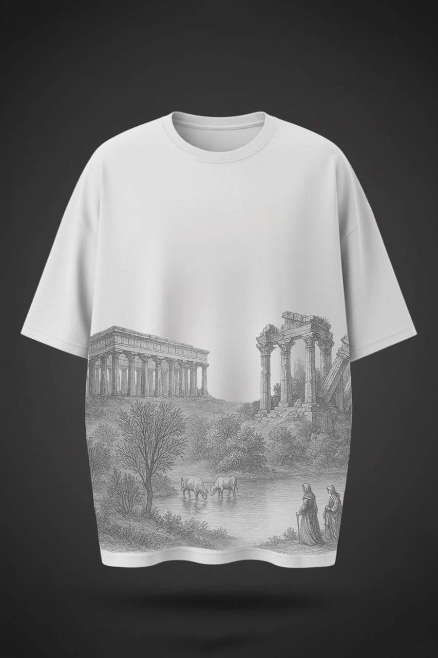 Minimal Greek Temple Art Print Tee